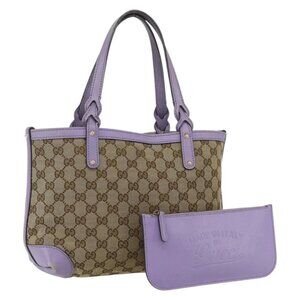 GUCCI GG Canvas Tote Bag Beige Gold 269878 Auth ka541